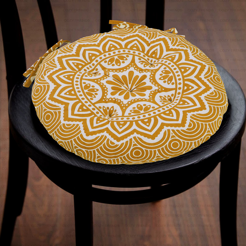 Outdoor 3'' Dining Chair Chair Pad, Yellow