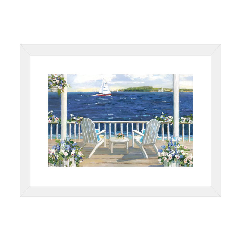 «Summer Sail» par Sally Swatland - reproduction d'art, H 24 po x l 32 po x P 1 po, Papier encadré blanc, Blanc
