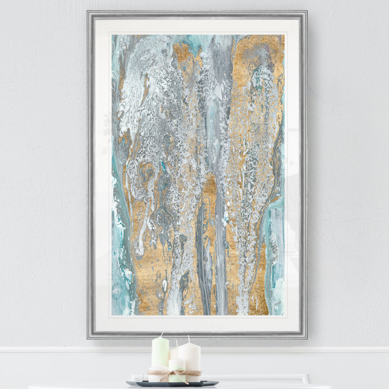 Fjords I - reproduction sur toile, H 26,5 po x l 36,5 po x P 1,5 po, Cadre argenté