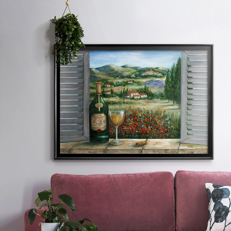 «Tuscan White and Poppies», reproduction d'art sur toile, Noir, H 30 po x l 44 po x P 1,5 po