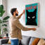 The Black Cat Retro - Wrapped Canvas-2133066817-2133067709
