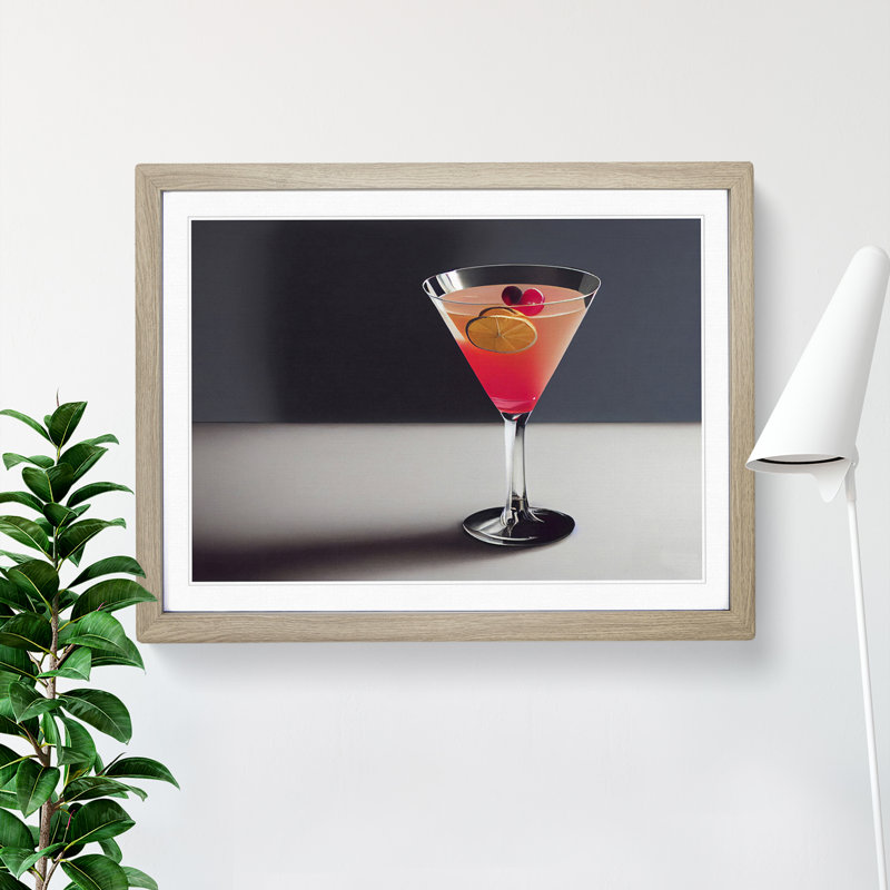 XH1022-6074X Modern Cocktail Art Vol.1 - Single Picture Frame Print, 46cm H x 64cm W x 2cm D, Oak