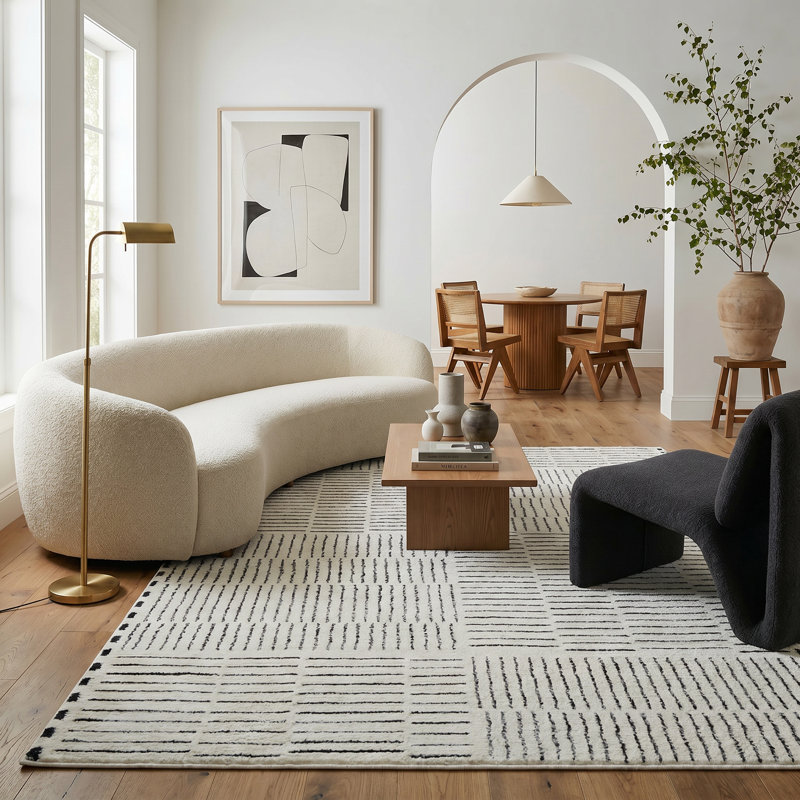 Rug Branch Alinda Collections Abstract Cream Indoor Area Rug, Rectangle 6'8" x 9'7"
