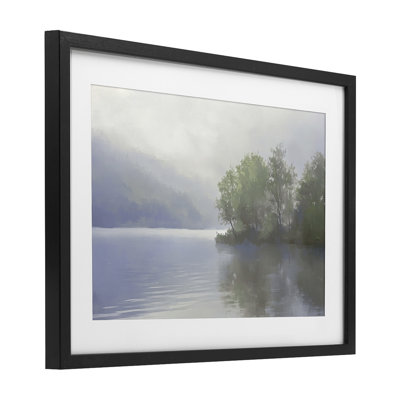 «Misty Morning Lake Landscape», reproduction encadrée sous verre, conception de Gina Kelly