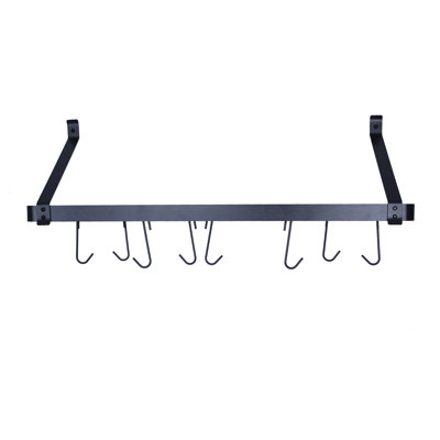 36" Solid Frame Bookshelf Wall Rack with Straight Arms & 8 Hooks