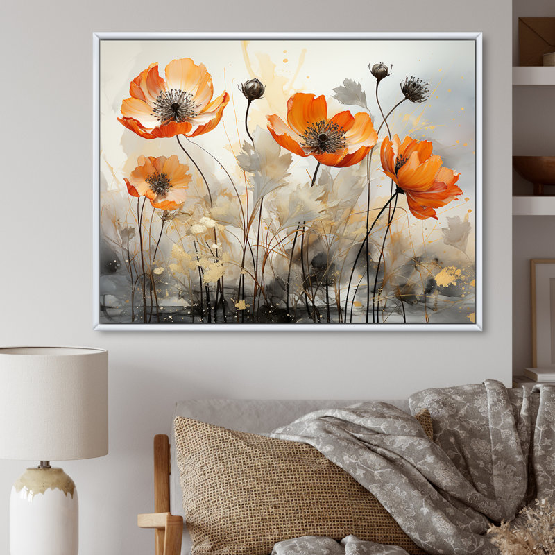 Buttercups Are intégré en A mixte sur toile, H 16 po x l 32 po, Cadre flottant blanc