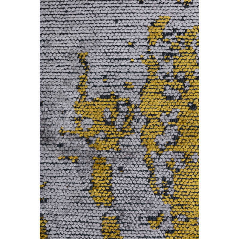 Rapture Gray/Yellow Abstract Luxury Area Rug, Rectangle 7'10" x 11'2"