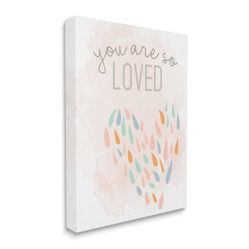 You Are So Loved Fun Heart Shape - impression graphique, H 40 po x l 30 po x P 1,5 po, Toile tendue