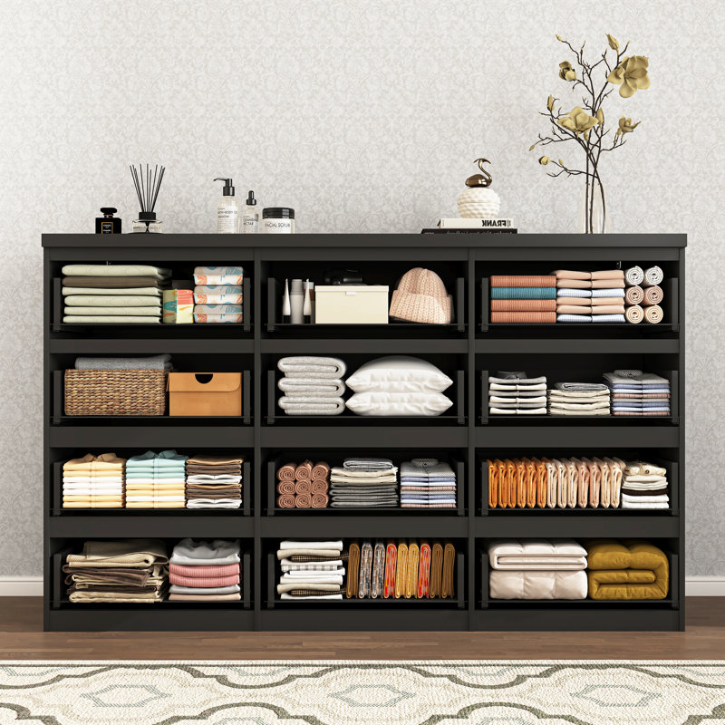 12 Drawer Dresser For Bedroom, Black