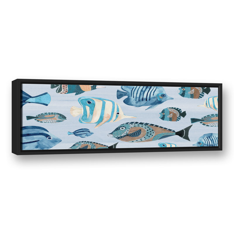 Aquarelle sur toile flottante encadrée, H 13,75 po x l 37,75 po