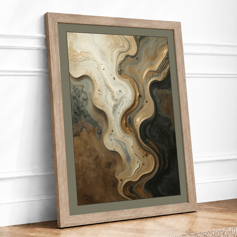 Divided Earth Abstract - Framed Print, A2 - 59.4 x 42.0 cm, Oak