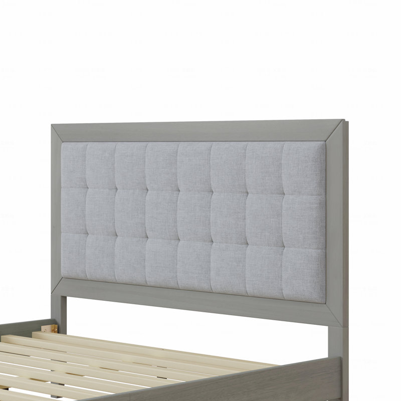 Upholstered Standard Bed, Queen, Solid Wood