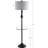 60" Led Floor Lamp With Glass Side Table, Traditional Transitional Design For Bedroom, Living Room, Office, Reading