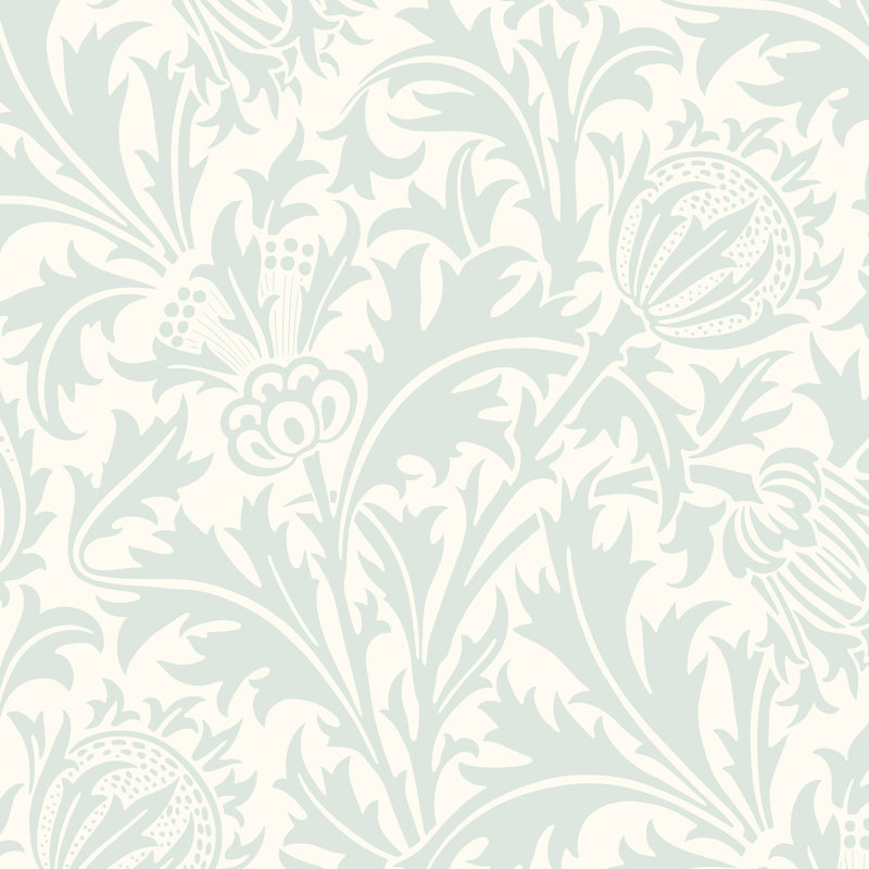 Thistle Damask - Soft Gold, Blue