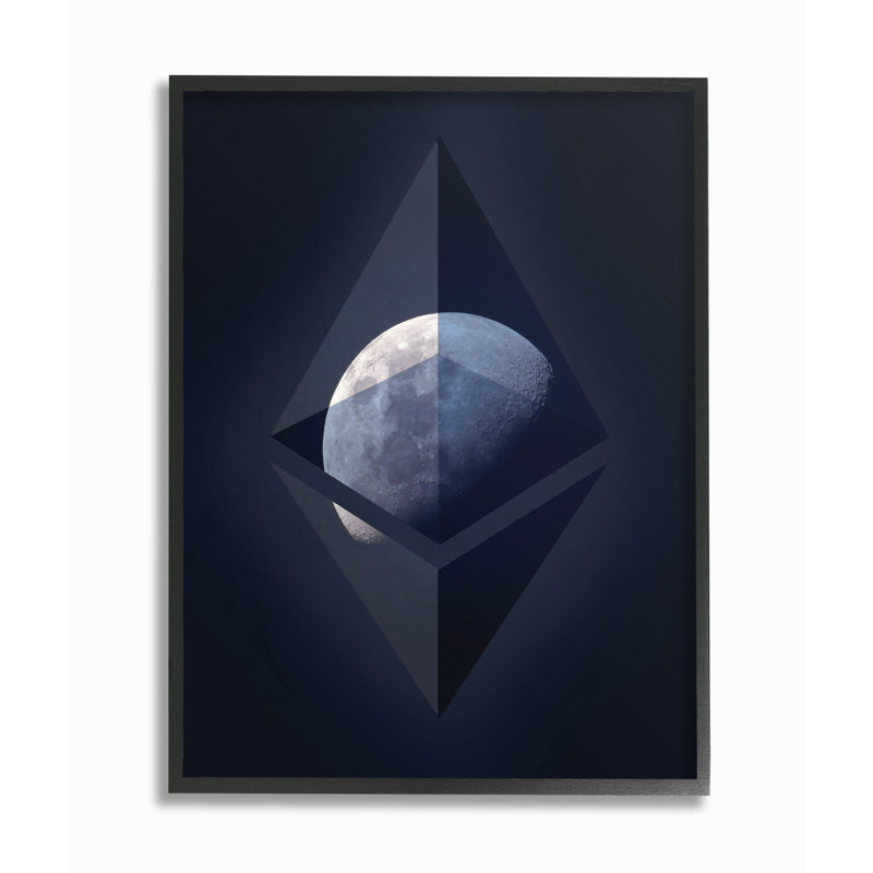 «Ethereum on the Moon», impression, H 14 po x l 11 po, Giclée encadrée noir minuit