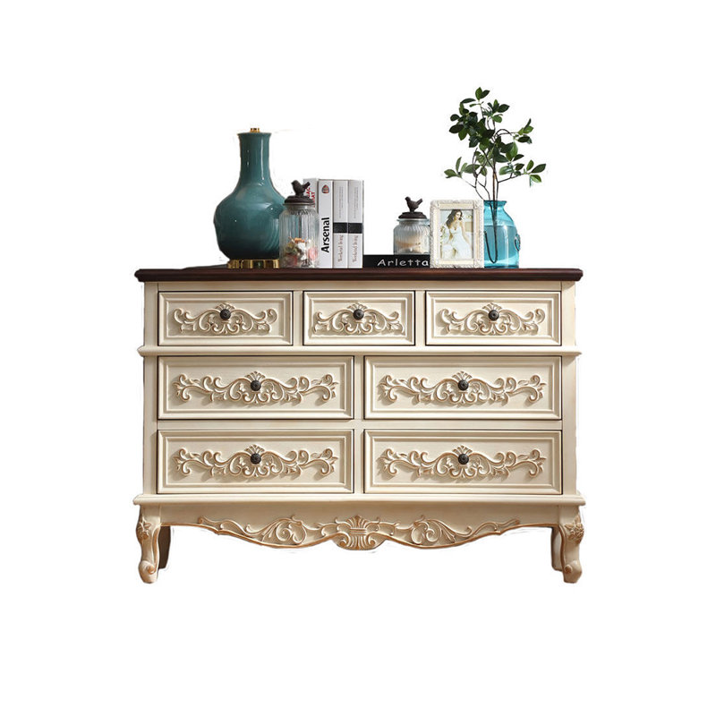 Commode à 7 tiroirs American Country, Crème