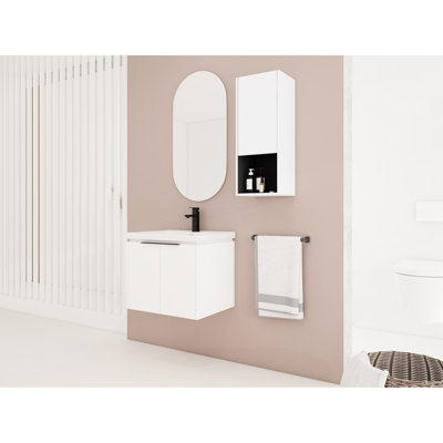 Modern Bathroom Vanity With Ceramic Basin And Side Drawer - Spacious Interior 24" Sink Cabinet Build