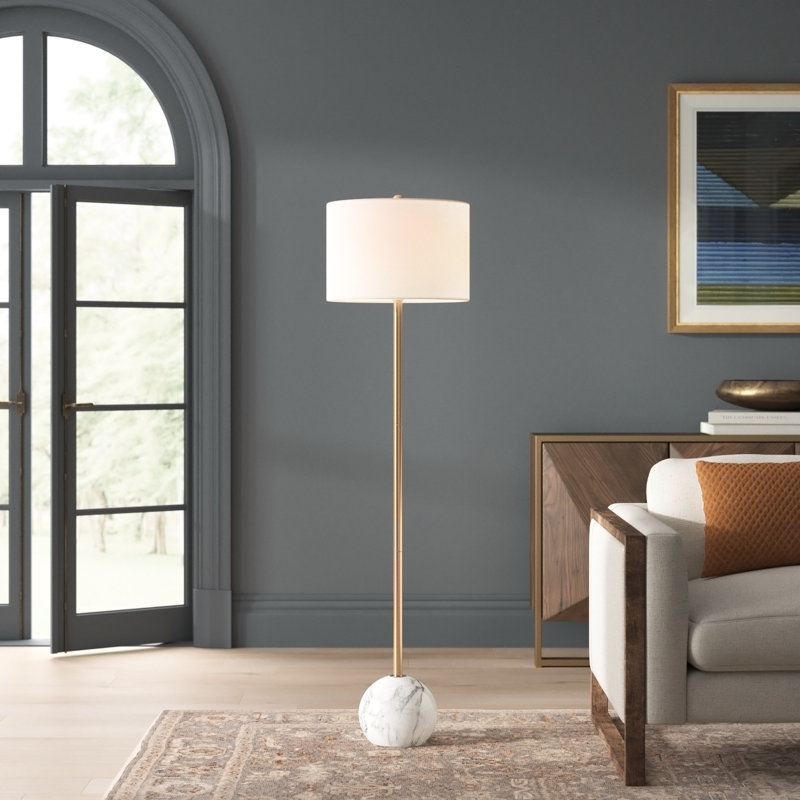 Lavera 64'' Traditional Floor Lamp, Gold/White