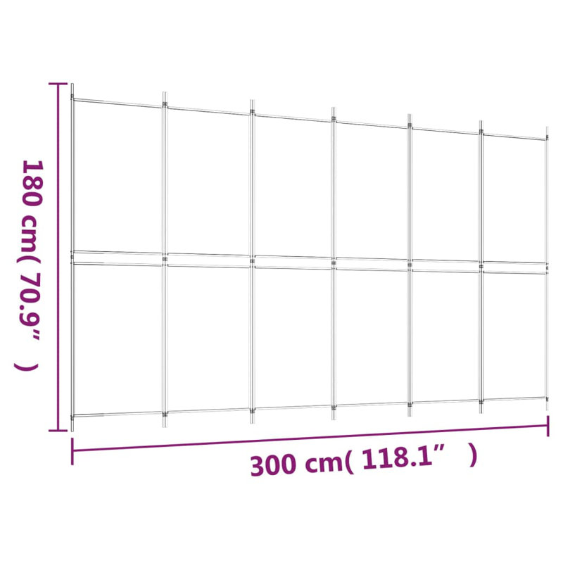 Cloison pliante Rikkea, Anthracite, 6, H 70,8 po x l 118,1 po