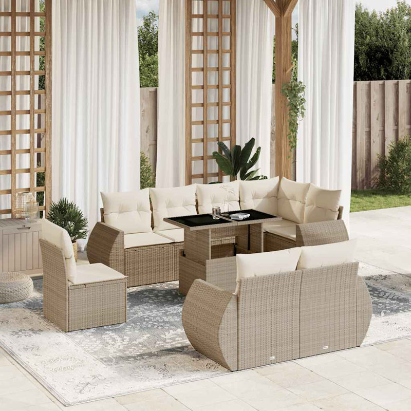  Ensemble de canapé de jardin beige, Beige