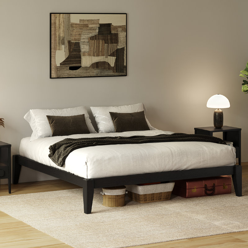 Carruthers Japanese Joinery Bed Frame, Premium Solid Wood Platform Bed Frame with Wood Slat Support, No Box Spring Needed, Easy Assembly, Minimalist & Modern Style