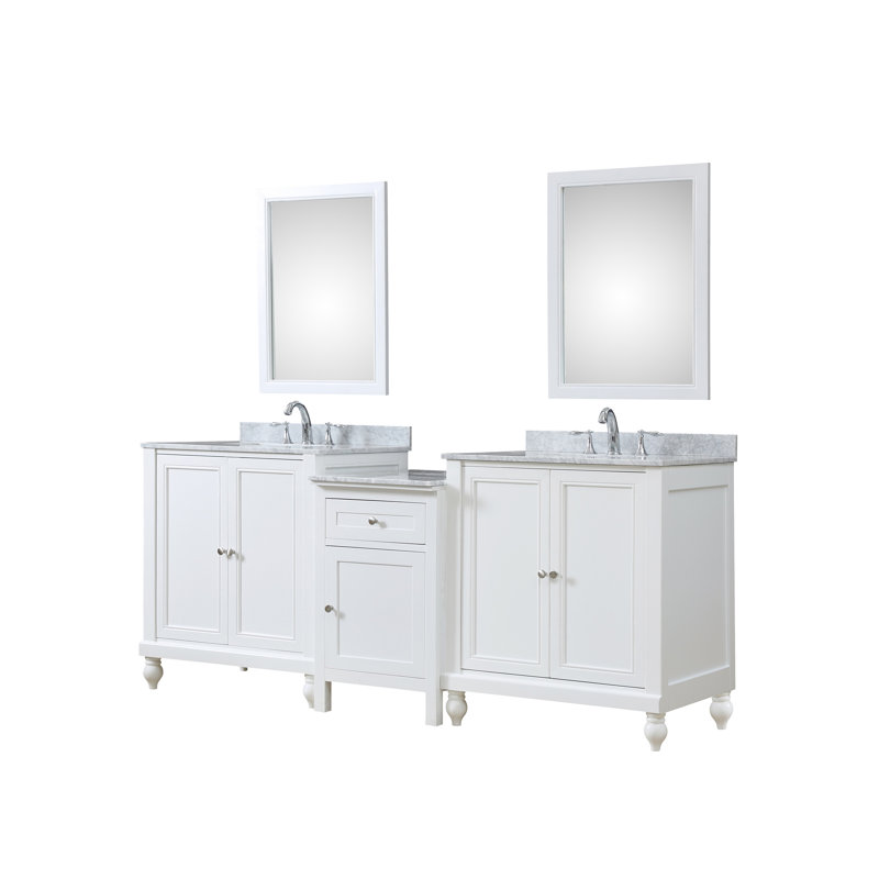 Byrne 83'' Double Bathroom Vanity with Stone Top, White Carrara
