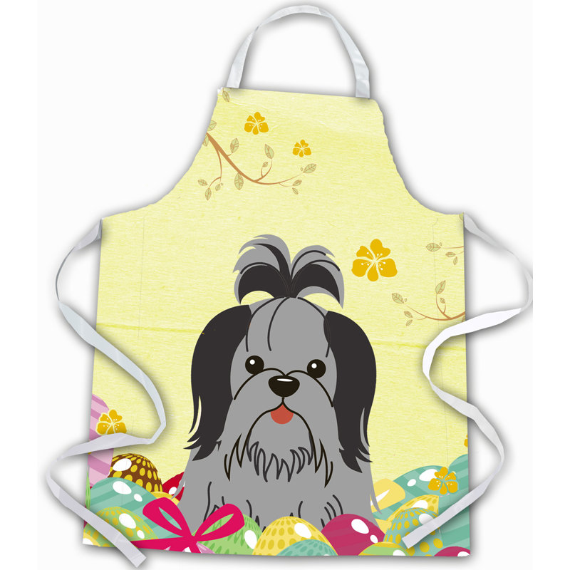 Tablier œufs de pâques, Schnauzer miniature, Jaune / noir / argent