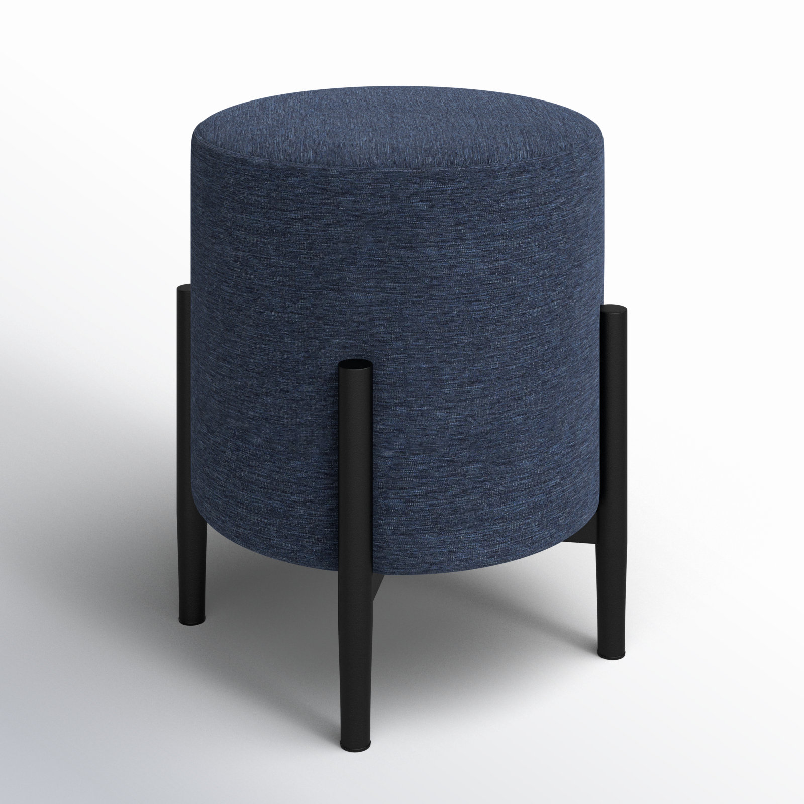 Talita Round Upholstered Outdoor Ottoman, Indigo