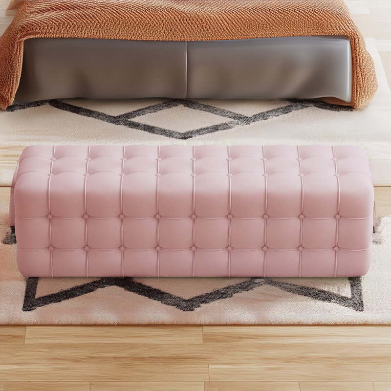 46.4" Upholstered Bench, Pink