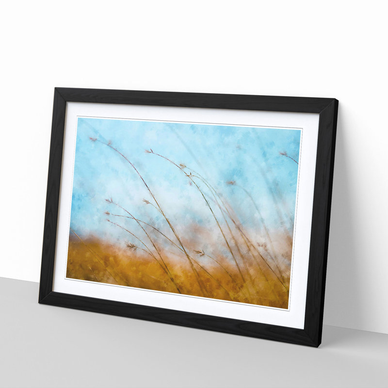 Blades Of Grass Painting - Single Picture Frame Print on MDF, Black, 24cm H x 33cm W x 2cm D