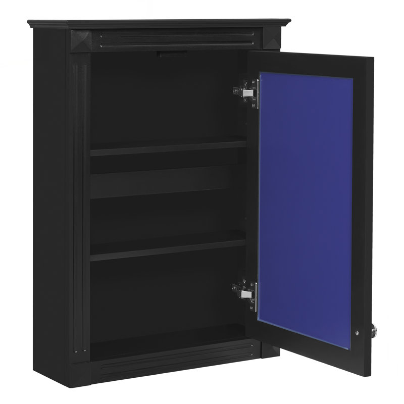 Armoire de rangement de salle de bain murale 20 "avec miroir, Noir