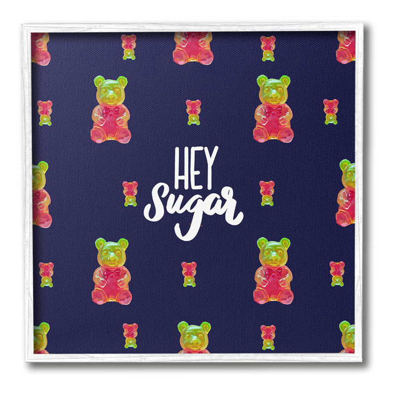 «Hey Sugar Candy Bear Single Frame Frame» par Amelia Noyes sur toile, H 24 po x l 24 po, Giclée encadrée blanc bord de mer