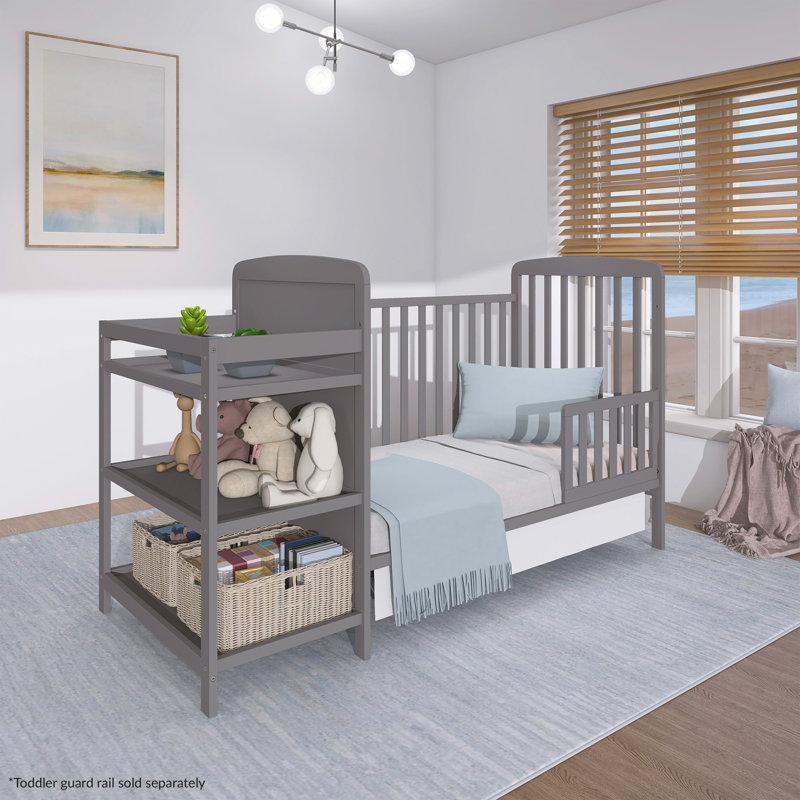 Lit de bébé convertible 4 en 1 Crib N Changer, Gris orage
