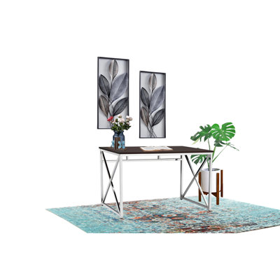 Mobilier de bureau brun contemporain / - Hauteur 73 cm, construction, bureau élégant avec plateau de 119 cm de large, plateau en bois d'ingénierie, pieds
