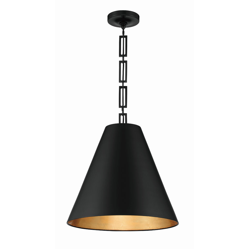 3 - Light Pendant, Matte Black/Antique Gold