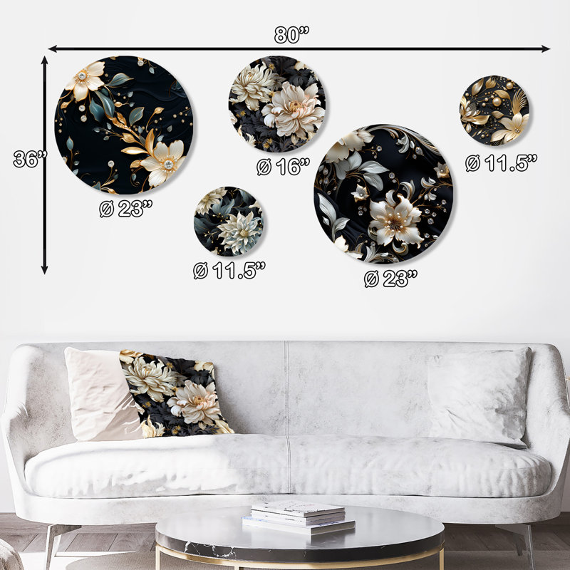 Grace - ensemble abstrait d'art mural rond glamour de 5