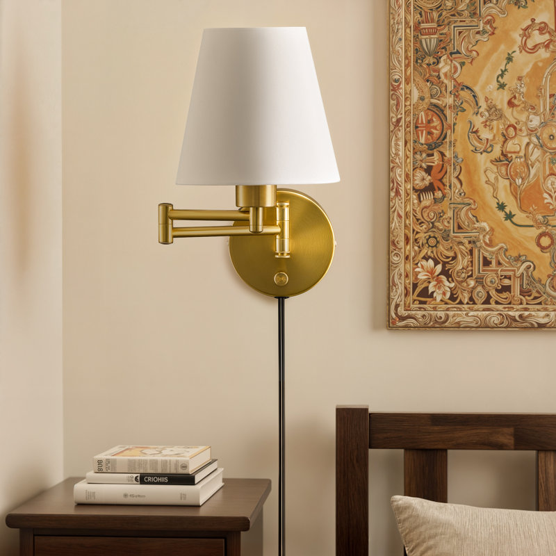 Steel Swing Arm Sconce, Gold
