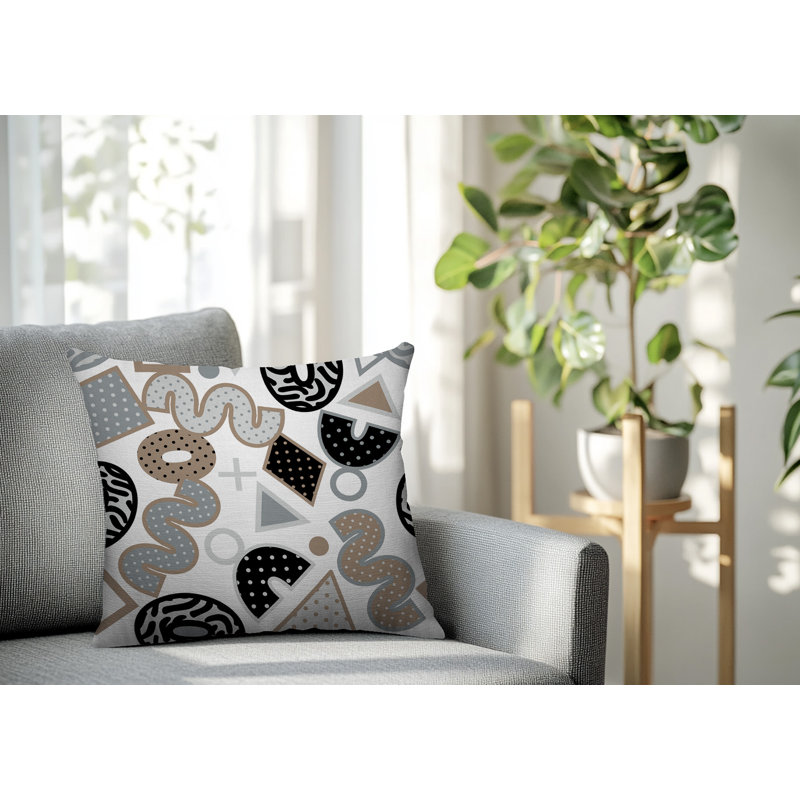 Coussin carré intérieur / extérieur Trixel, Carré 18 po, Gris