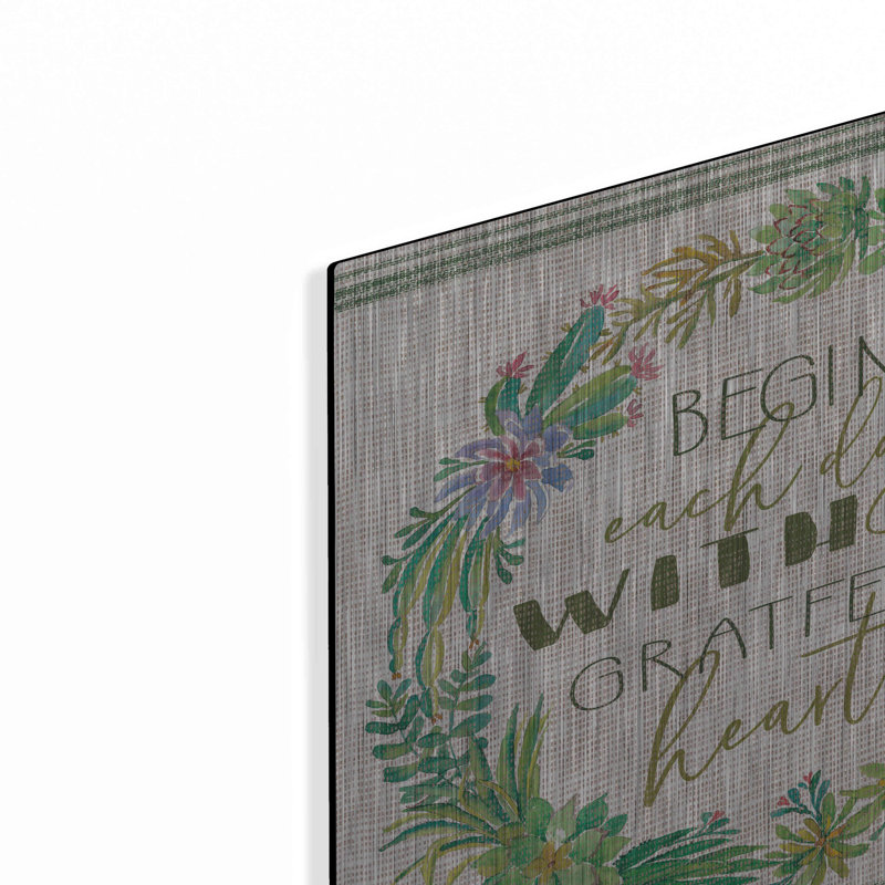«Grateful Heart Succulent Wreath» par Cindy Jacobs, art mural en métal, H 12 po x l 12 po