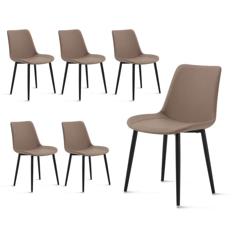 Chaises de salle à manger en cuir, chaises de cuisine en similicuir de style Mid-Century, Café, 6