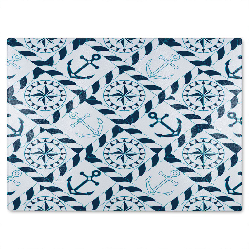 Nautical Elements Glass Chopping Board, 40cm L x 28cm W
