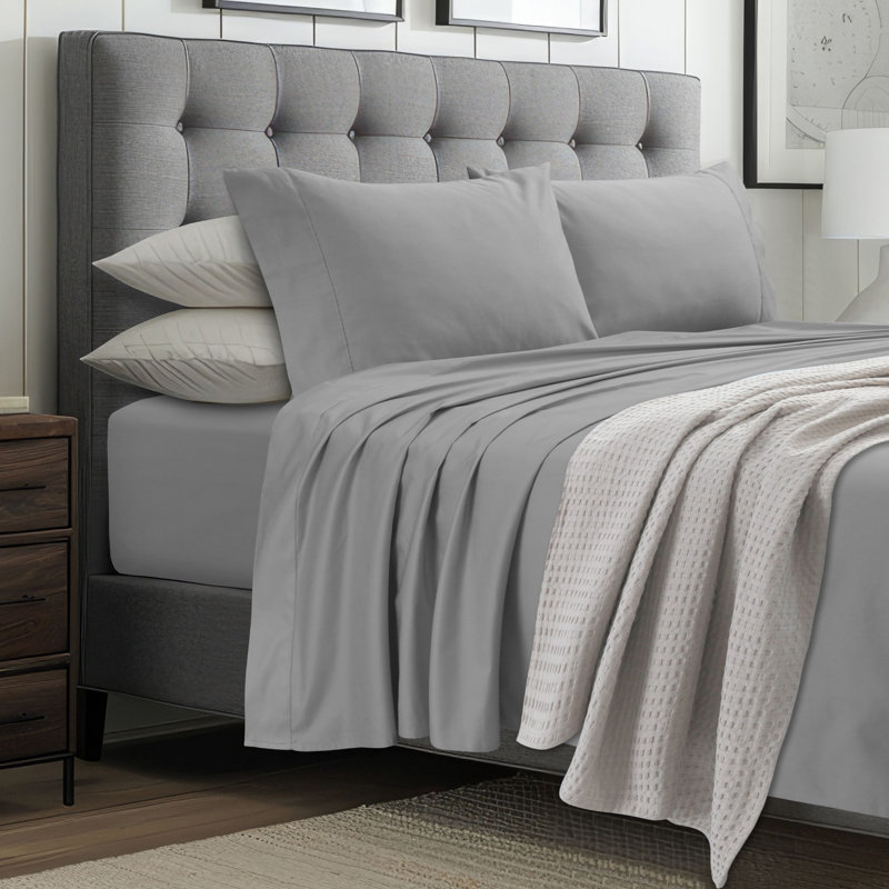 1000 Thread Count Egyptian-Quality Cotton Sateen Extra Deep Pocket Sheet Set, Gray