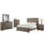 Lit contemporain pour chambre à coucher, tête de lit en chêne à finition chêne