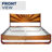  Sunset Solid Acacia Wood Queen Platform Bed, Tall Headboard, Mid-Century Art Deco Design, No Box Spring Needed, Sturdy Slat Support, Scratch & Water-Resistant, Caramel Finish-991808751-991808750