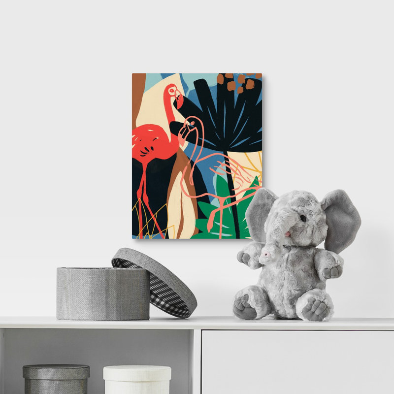 Art funky flamant rose i Shatley, H 14 po x l 11 po x P 1,25 po, Toile tendue