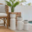 Ensemble de 3 porte-bougies Solano, texture nervurée, bois sculpté blanc