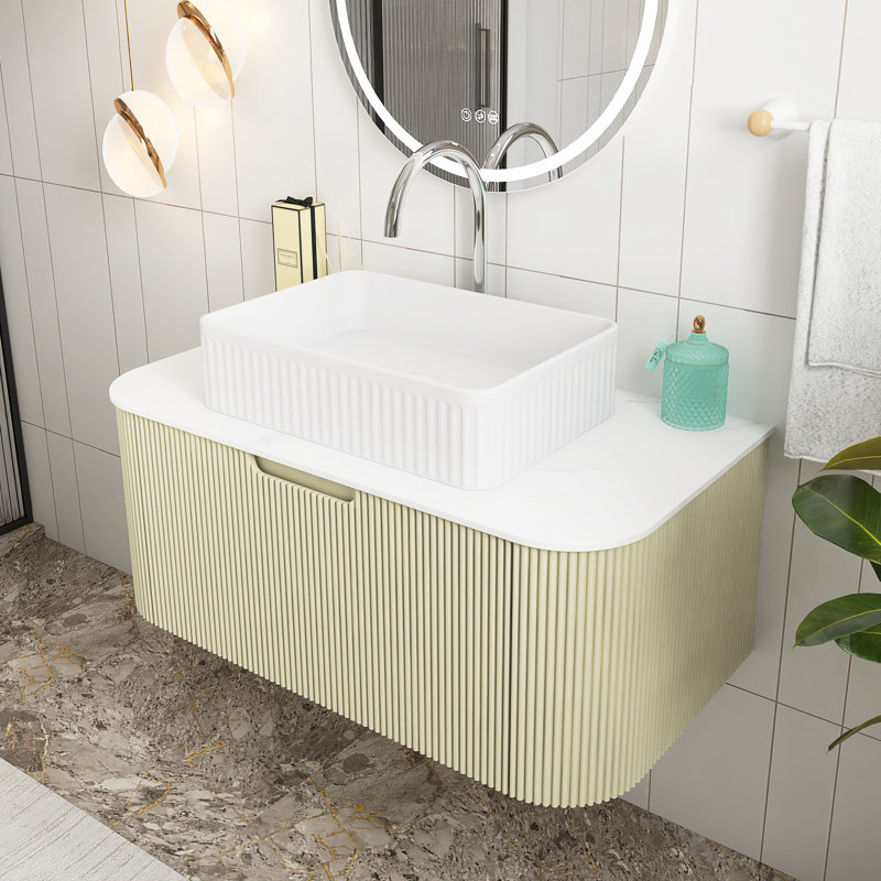 Meuble-lavabo mural rectangulaire en céramique 30 po vert clair 30 po, 36"