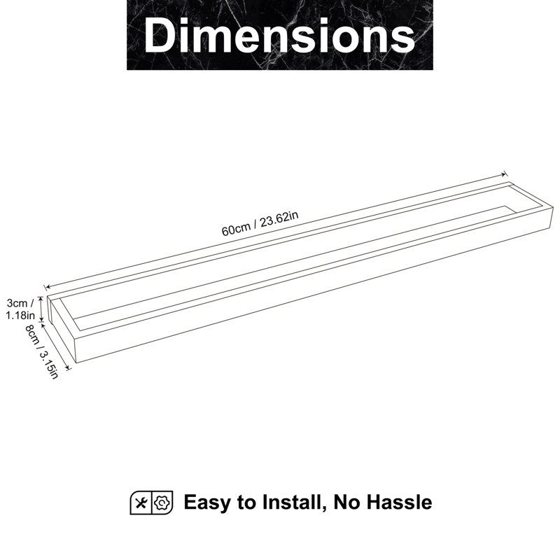 24" Towel Bar Wall Mounted, Matte Black