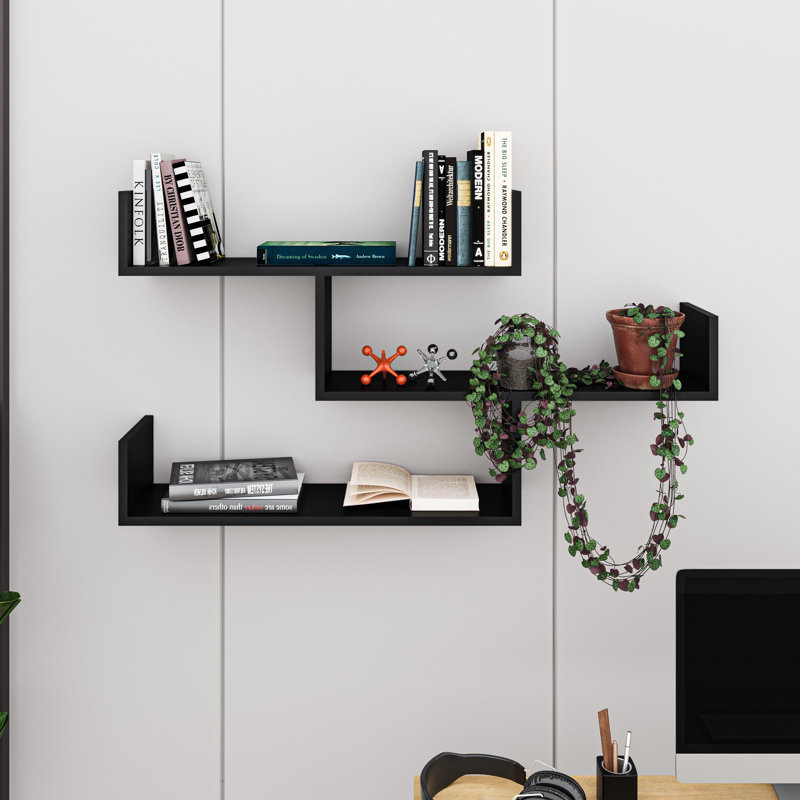 Summer-Louise 3 Piece Floating Shelf Wall Mounted Bookcase, Blue