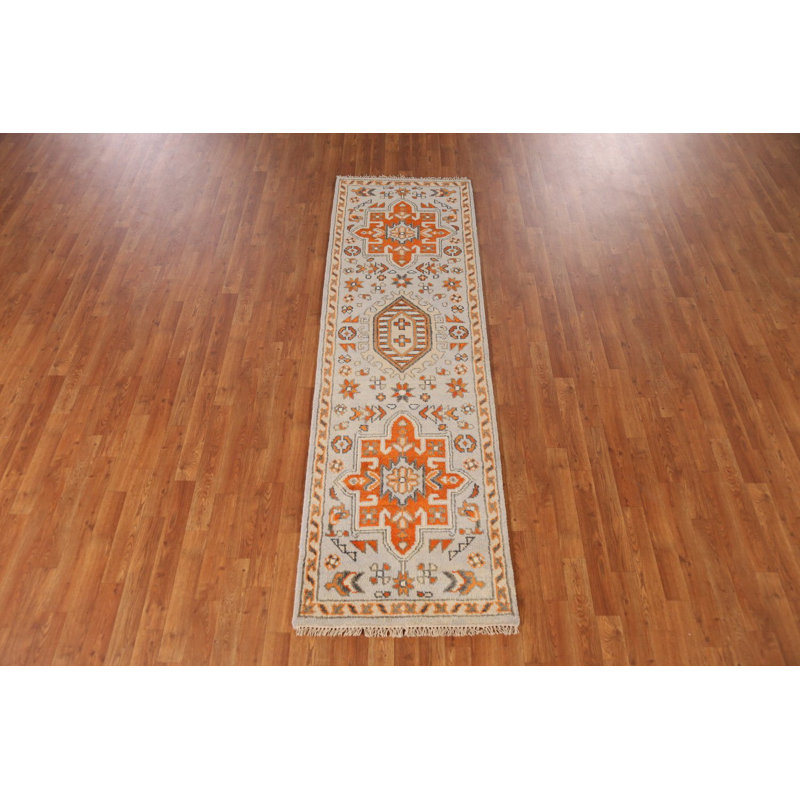 Tapis de couloir indien à motif géométrique 2 x 8
